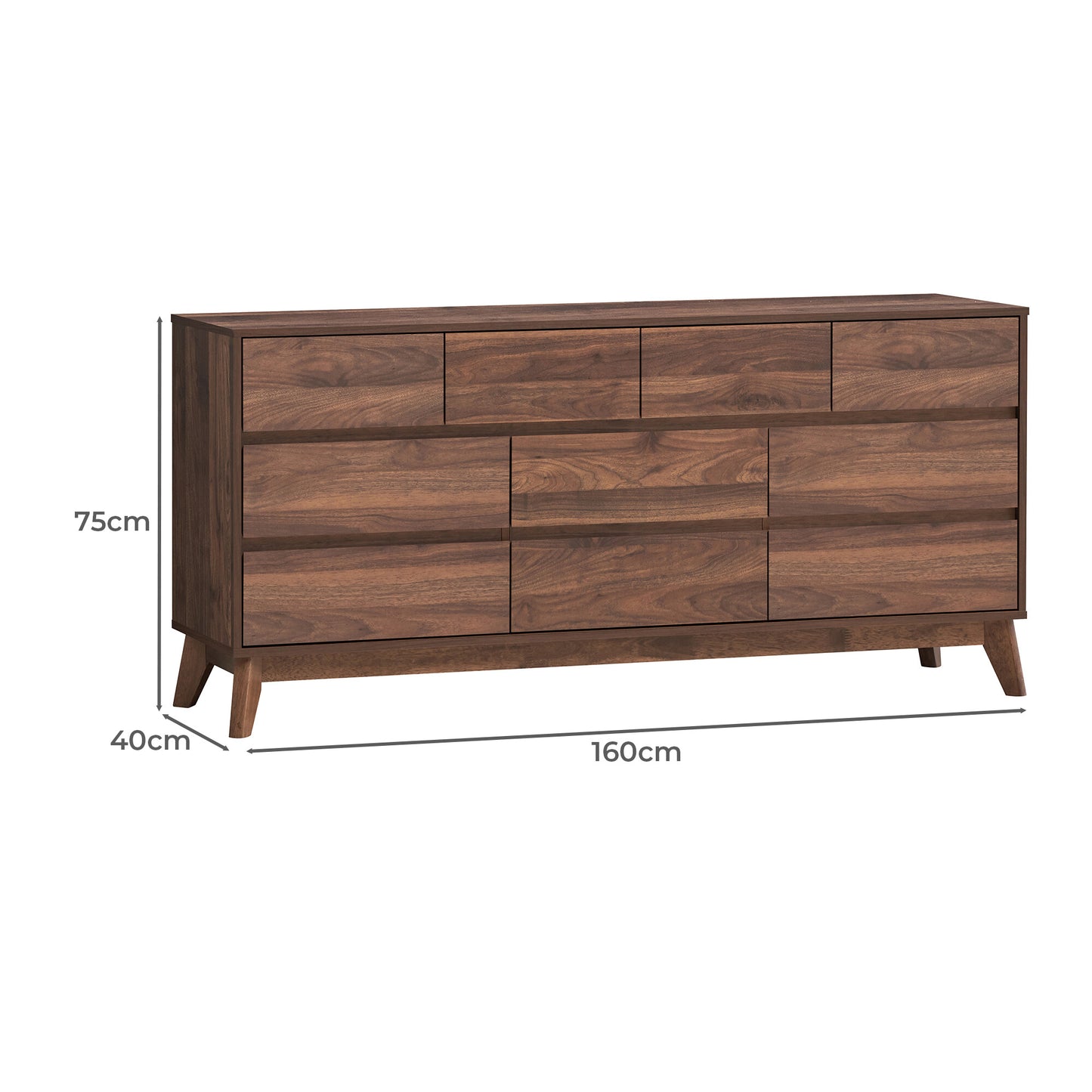 Wooden Chest of Drawer for Living Storage in Walnut Finish