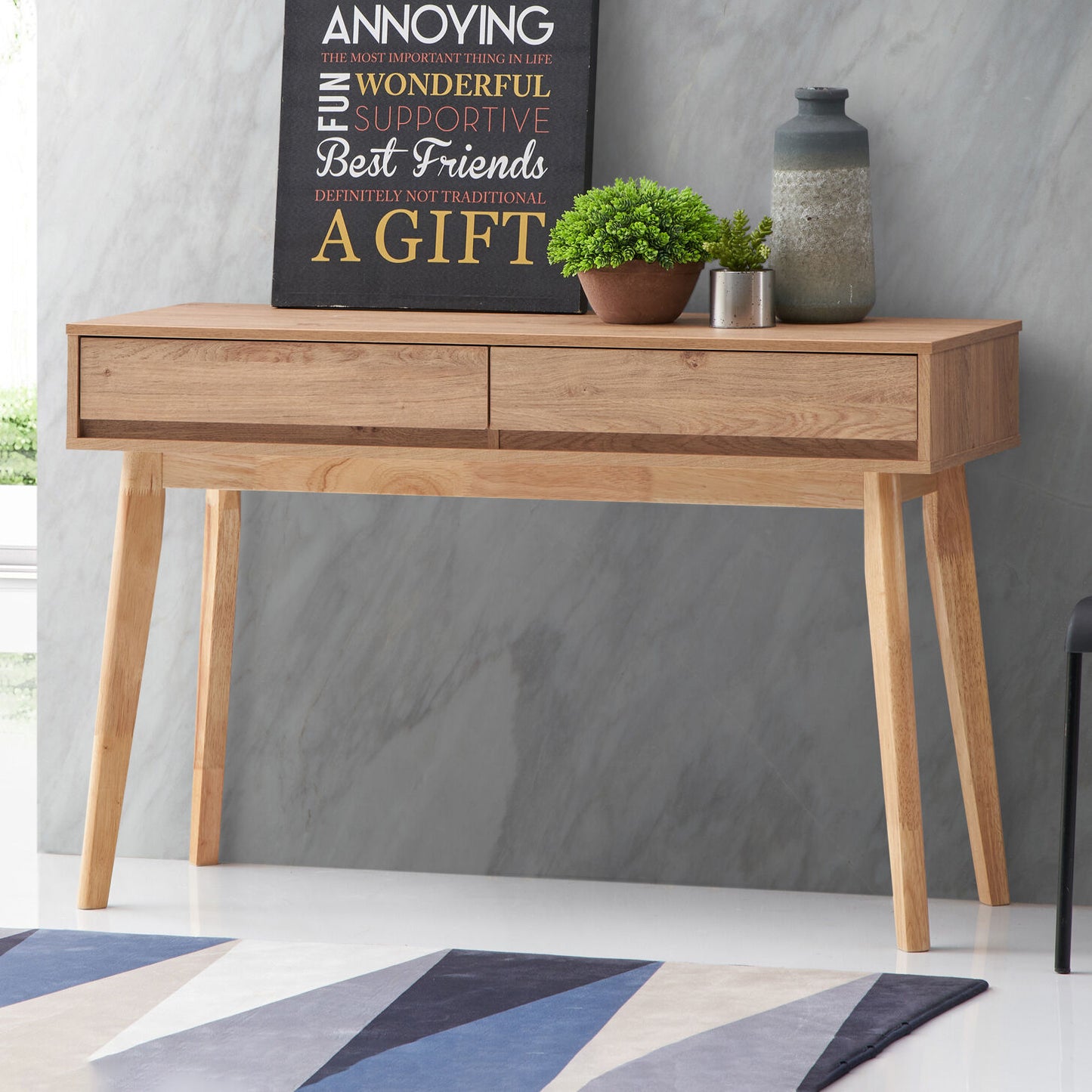 Wooden Console Table with 2 Drawer for Living Room