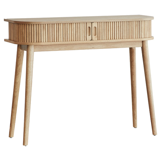 Solid Wood Console Table with Slatted Sides & Open Shelf