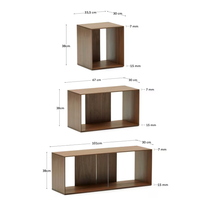 Solid Wood Adjustable Bookshelf for Living Storage in Walnut Finish