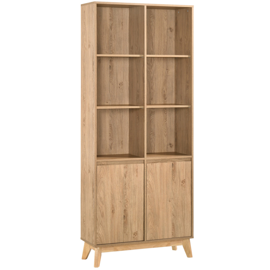 Solid Wood Bookshelf for Living Storage in Natural Finish
