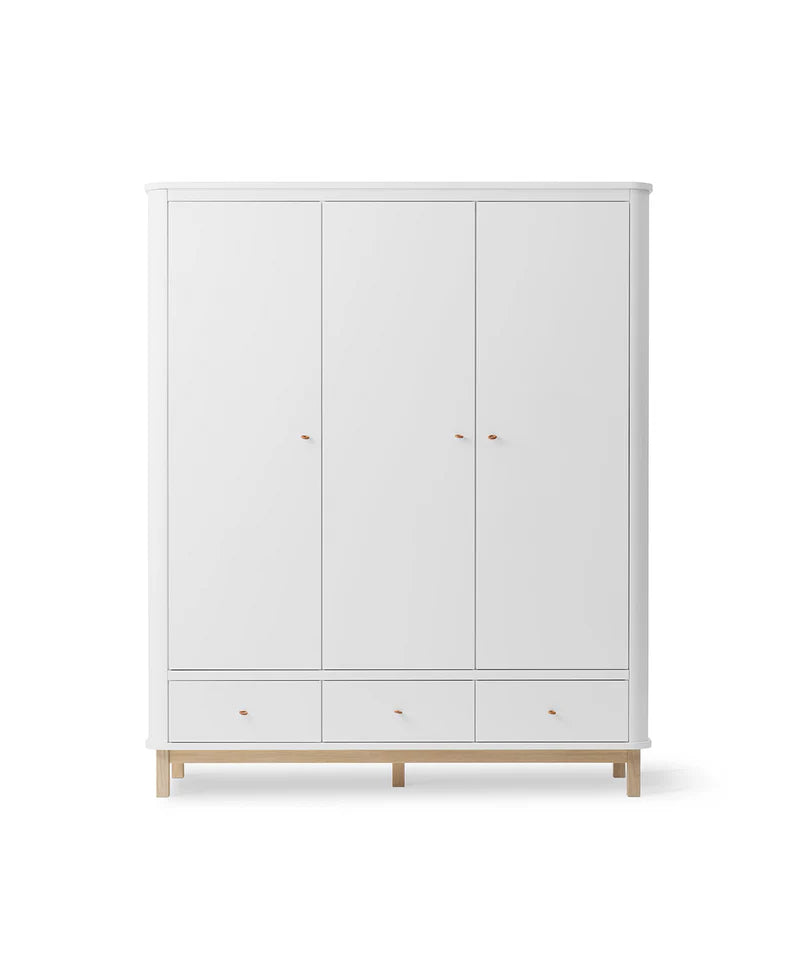 Wooden Wardrobe with Drawers for Bedroom in White Finish