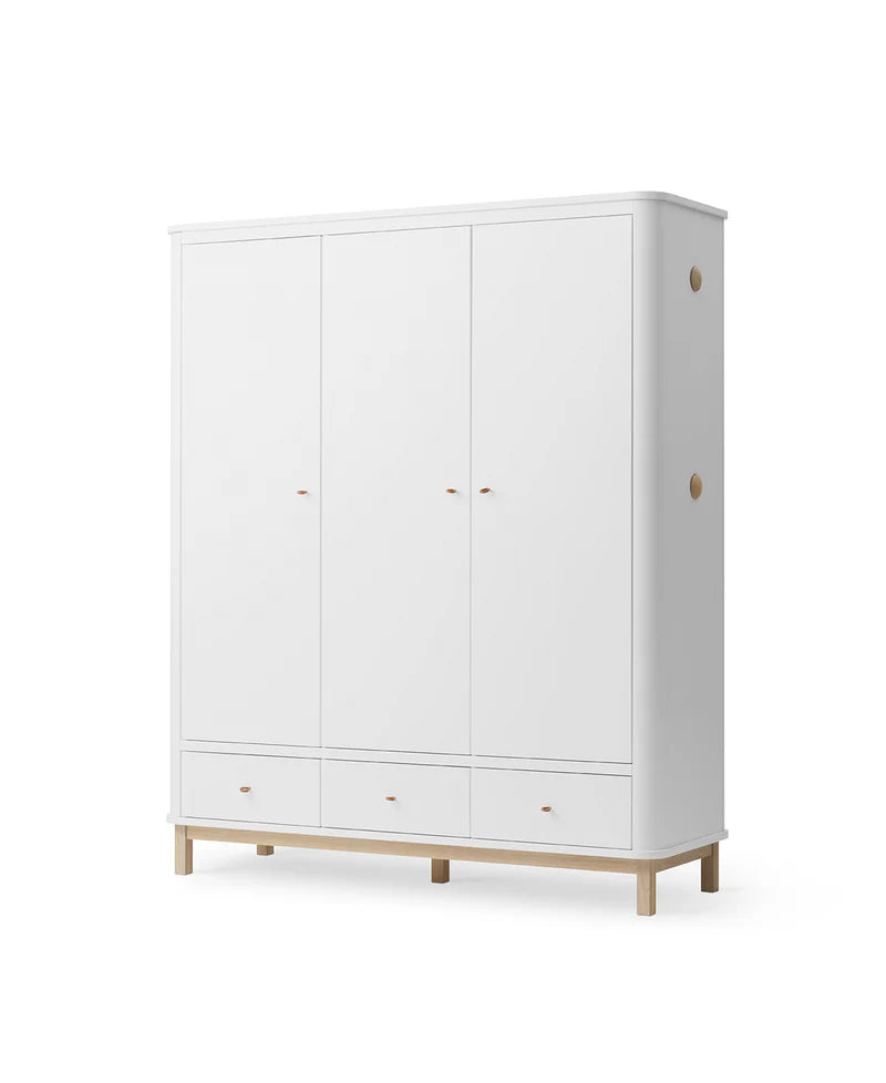 Wooden Wardrobe with Drawers for Bedroom in White Finish
