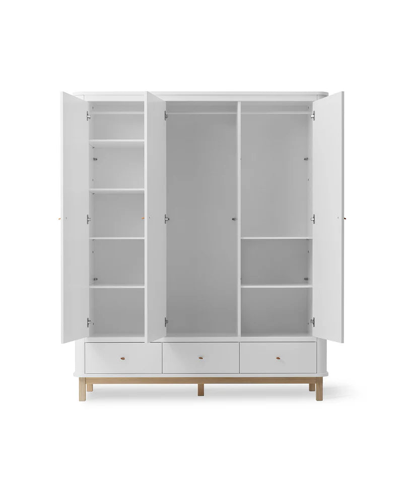 Wooden Wardrobe with Drawers for Bedroom in White Finish