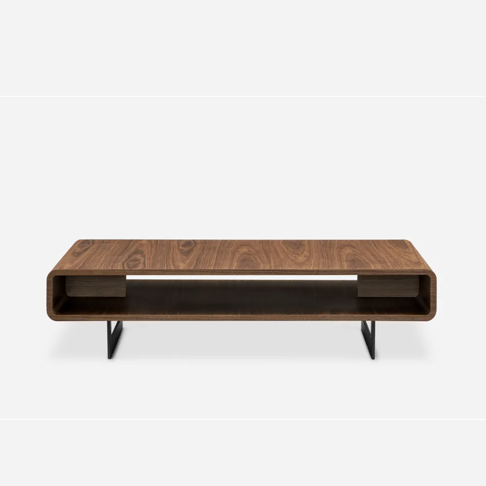 Wooden Coffee Table with Open Shelf in Walnut Finish