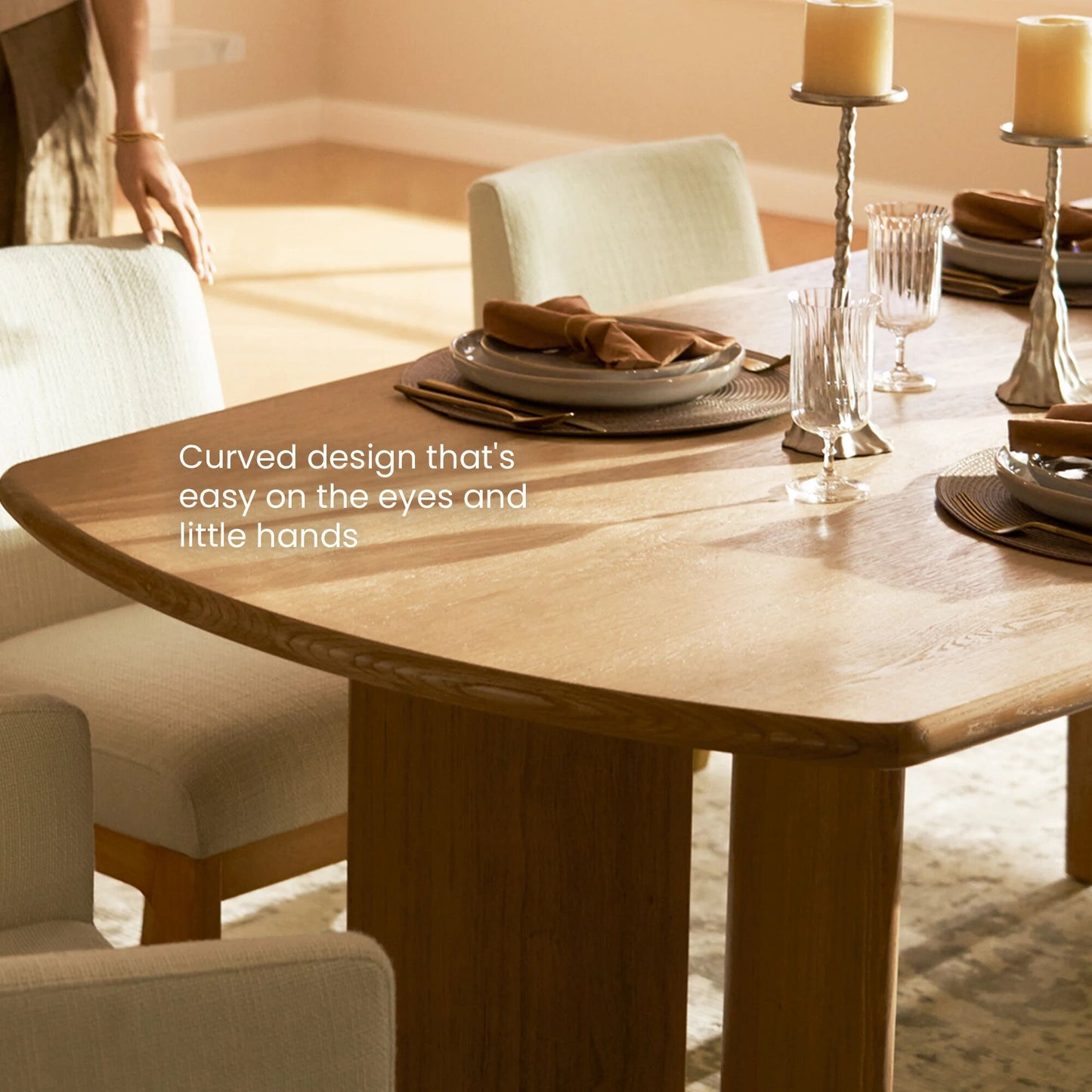 Solid Wood Dining Table 6 Seater with Bench for Dining Room