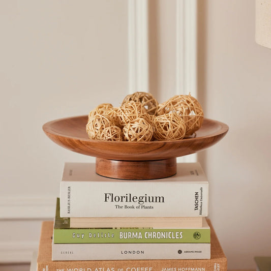 Wooden Serving Bowl Multi-Purpose Pedestal Bowl for Fruits, Snacks & Decoration