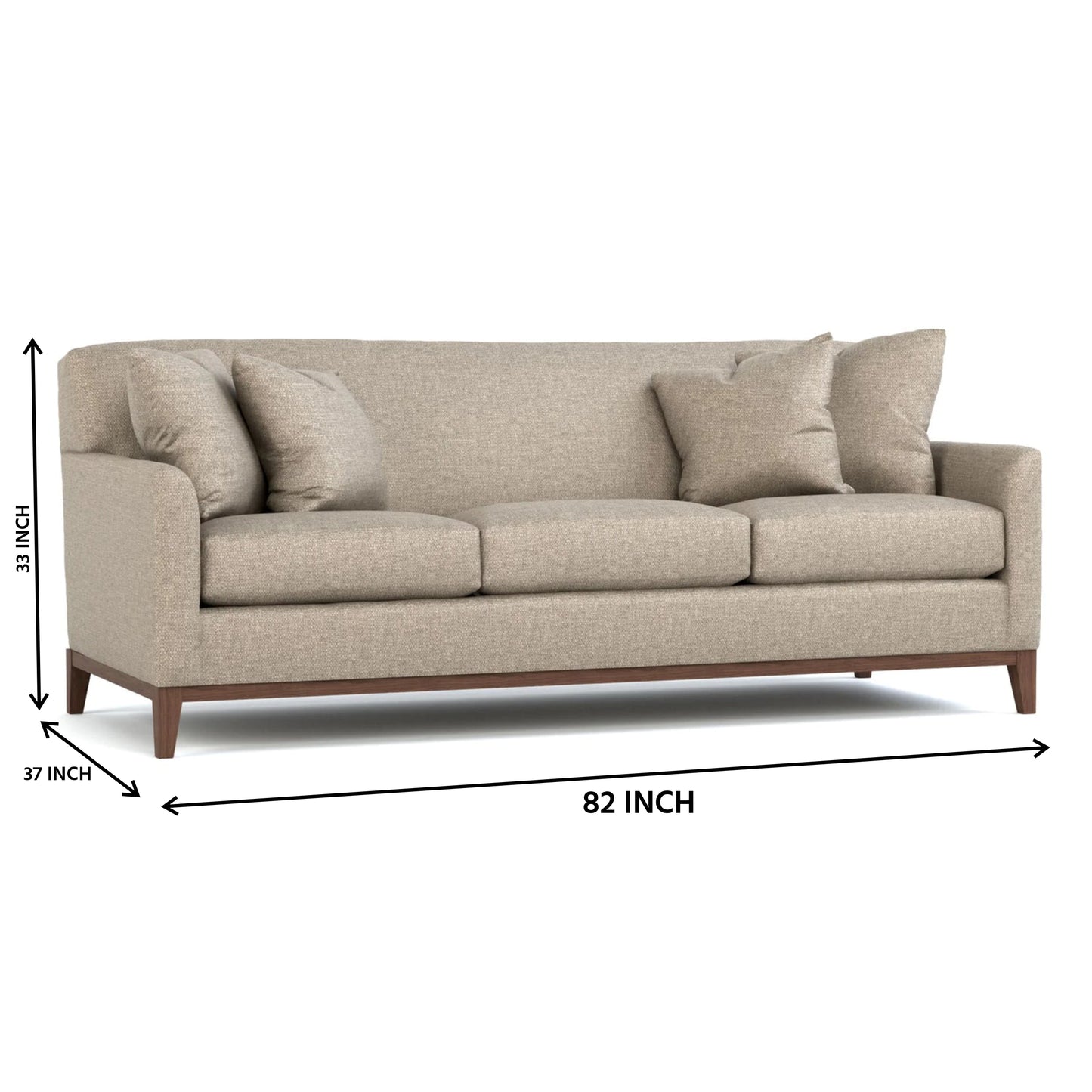 Wooden 3-Seater Sofa Set for Living Room