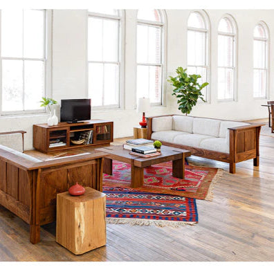 Solid Wood Square Coffee Table with Block Legs