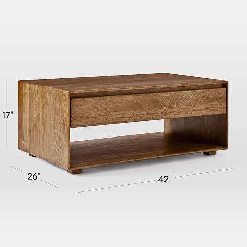 Solid Wood Center Table with Drawer for Living Room