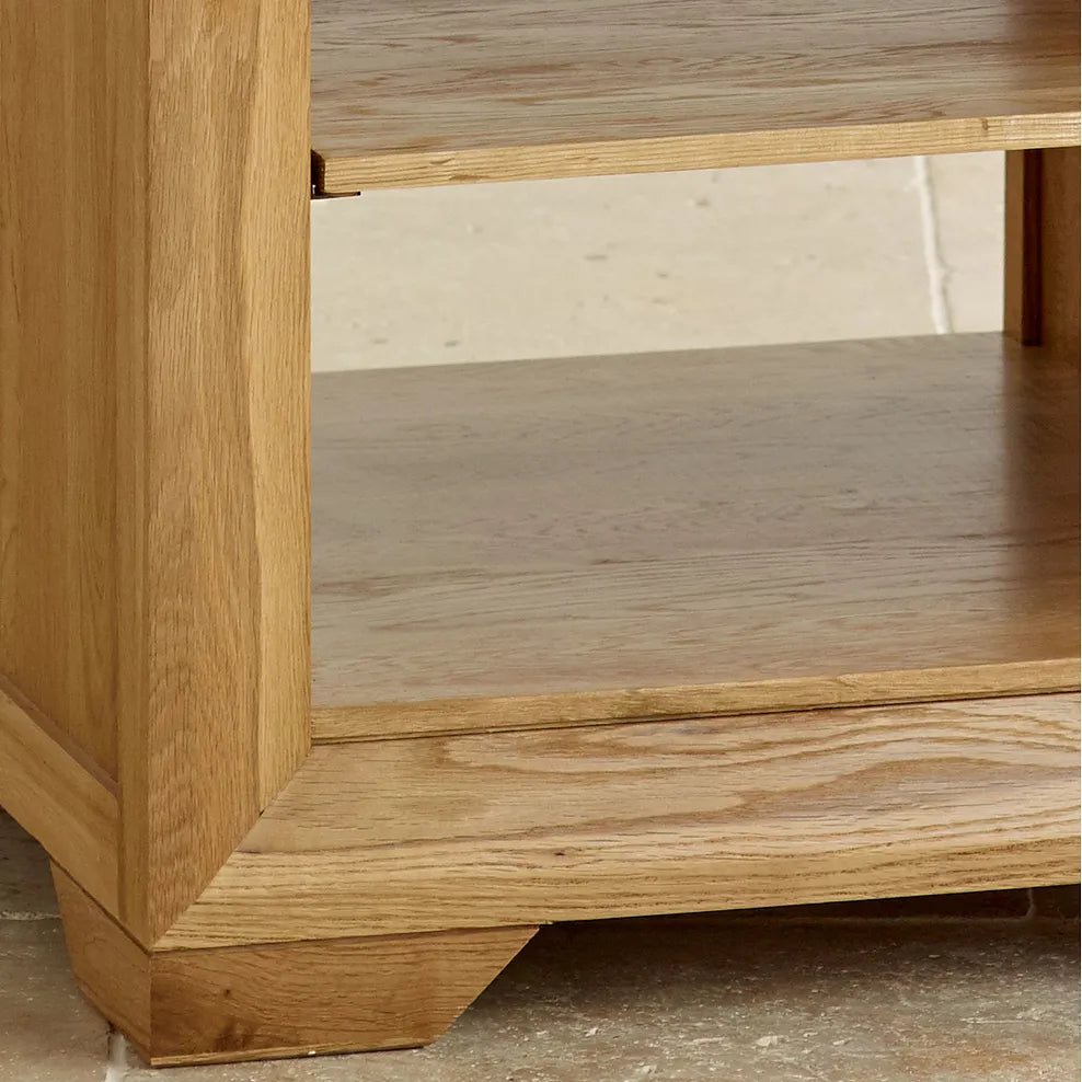 Solid Wood Bedside Table with 2 Shelves for Bedroom
