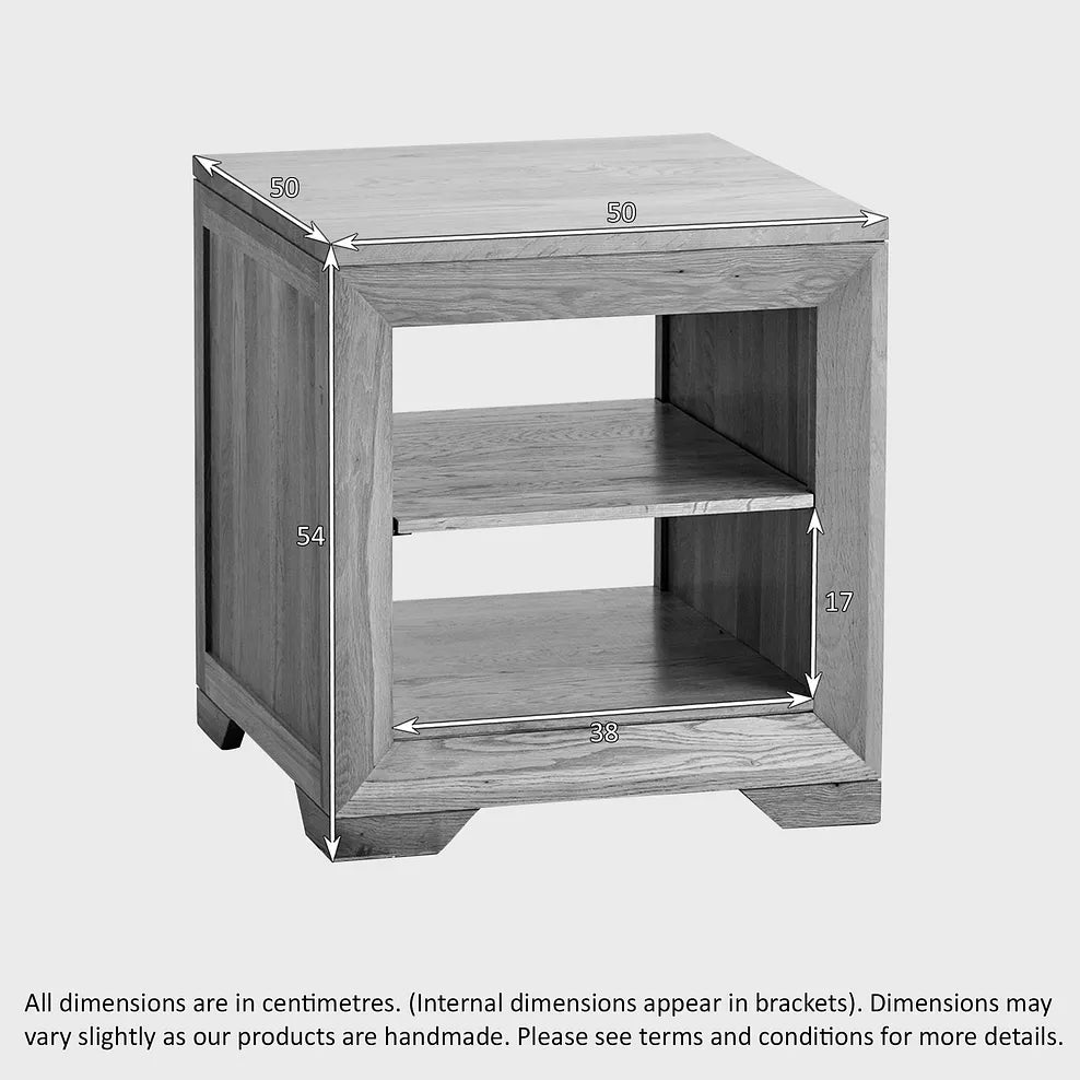 Solid Wood Bedside Table with 2 Shelves for Bedroom