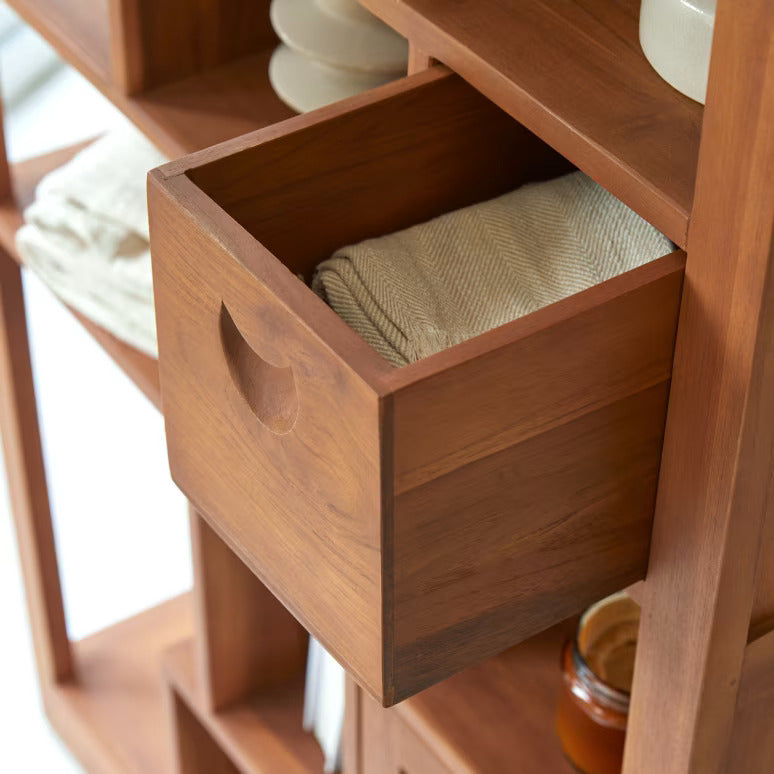 Wooden Bookshelf for Living Storage in Natural Finish