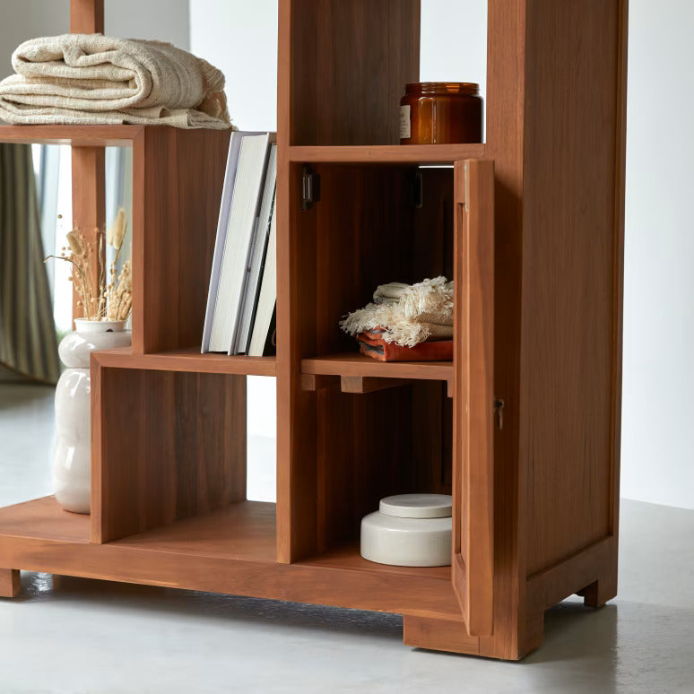 Wooden Bookshelf for Living Storage in Natural Finish
