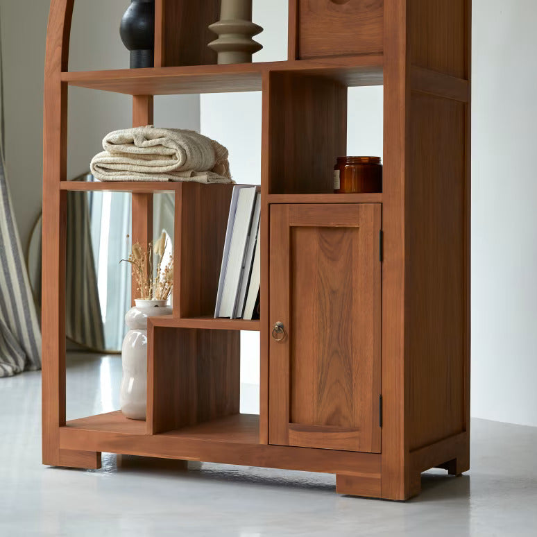 Wooden Bookshelf for Living Storage in Natural Finish