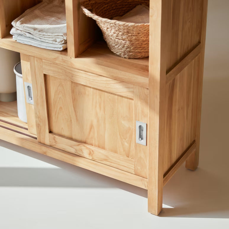 Wooden Bookshelf for Living Storage in Honey Finish