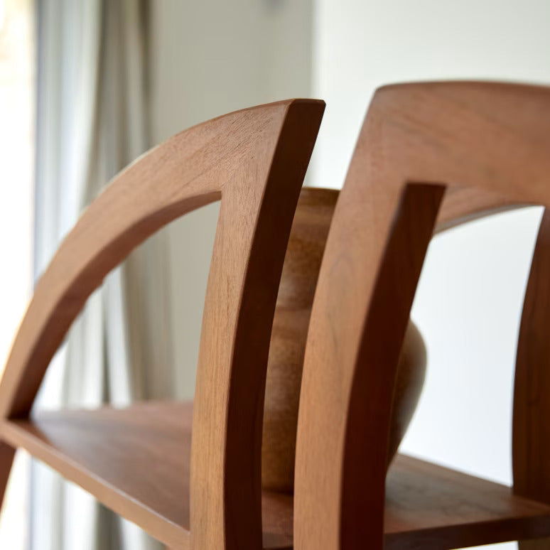 Wooden Round Bookshelf for Living Storage in Walnut Finish