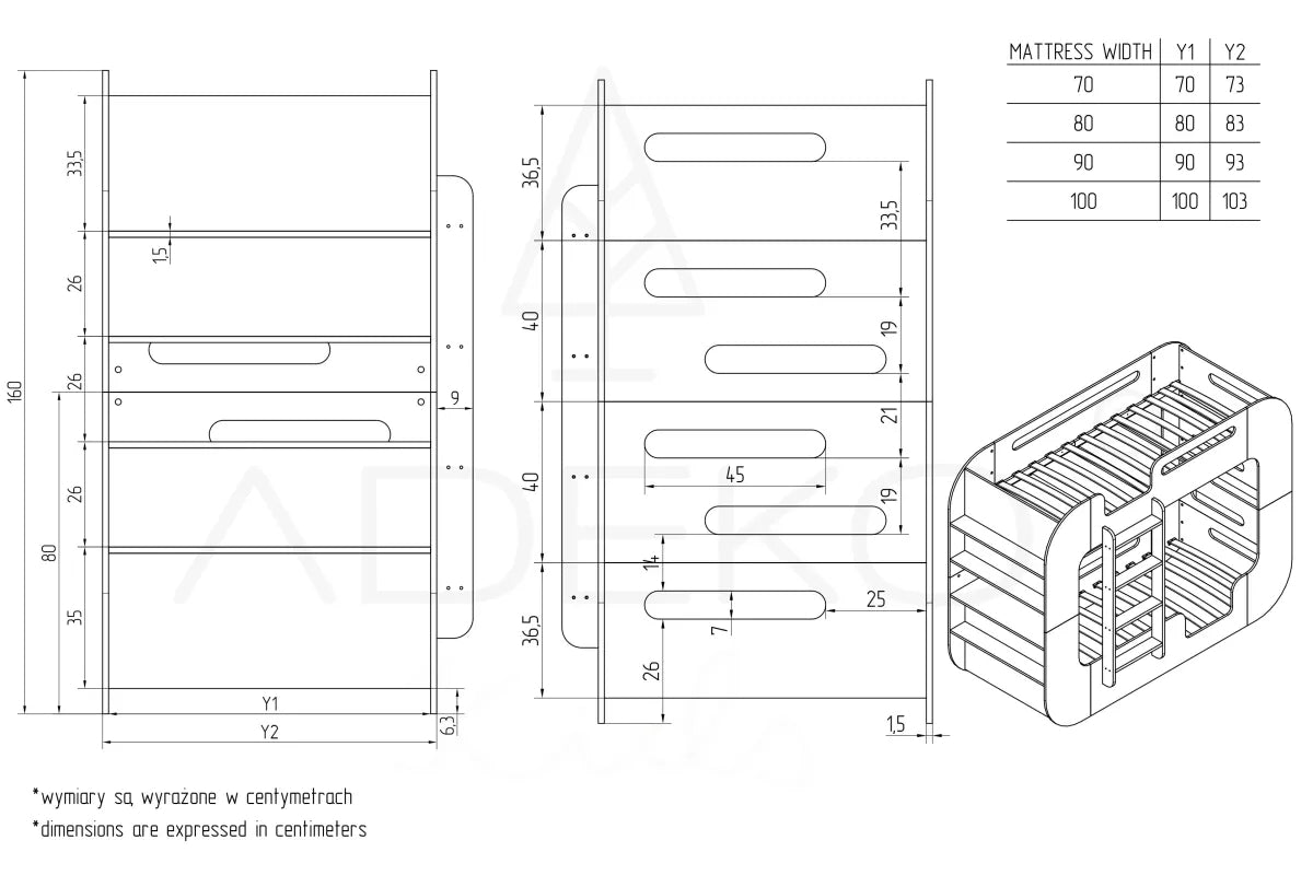 Solid Wood Kids' Bunk Bed with Rounded Edges & Ladder