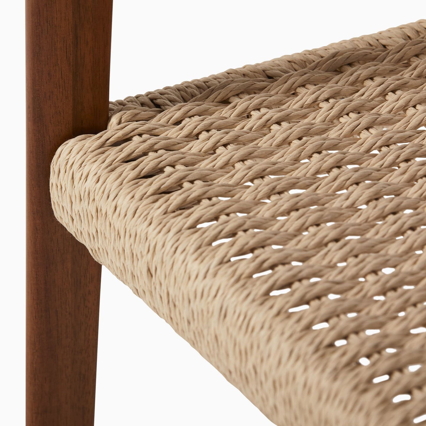 Solid Wood Side Table with Woven Shelf