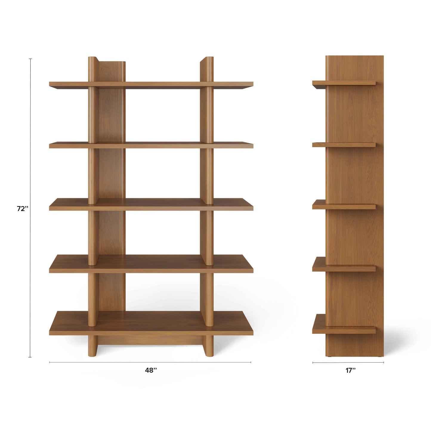 Wooden Bookshelf for Living Room in Natural Finish