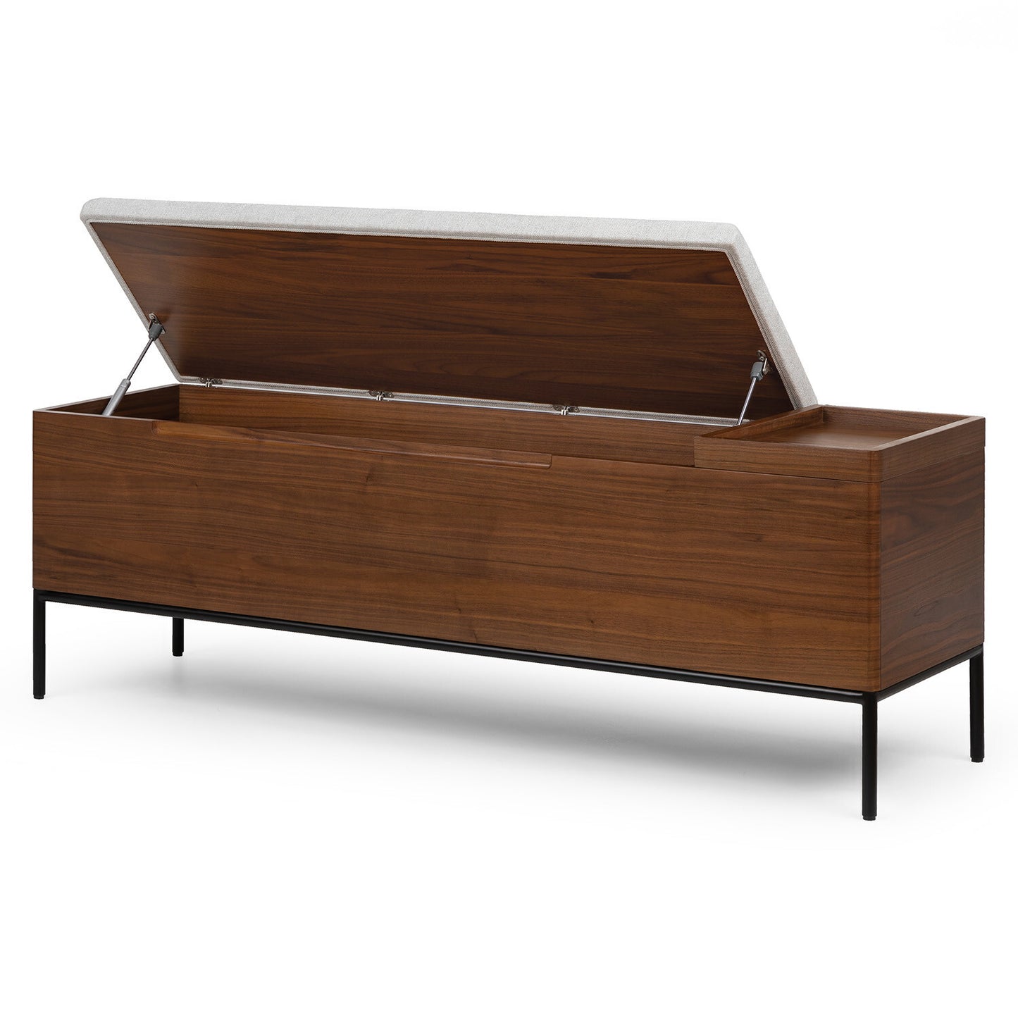 Wooden Storage Bench with Upholstered Seat