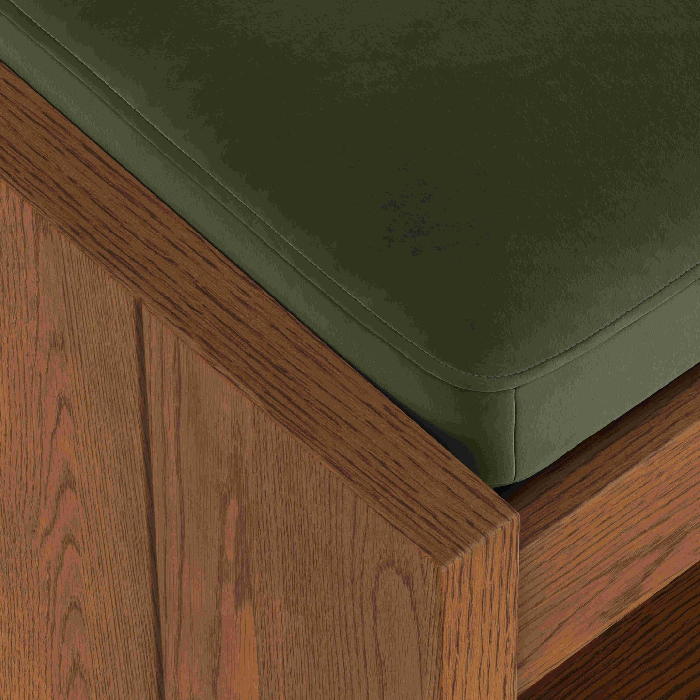 Wooden Bedroom Bench with Upholstered Seat & Storage Shelf