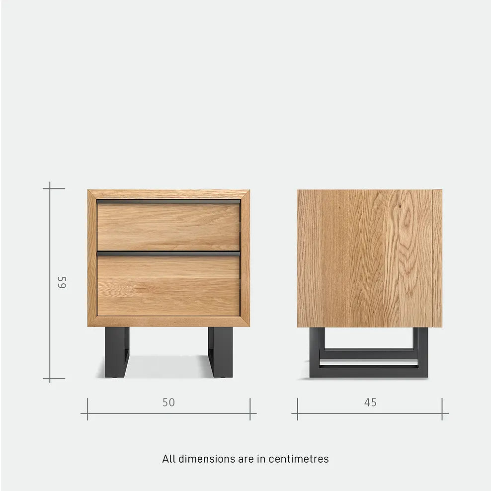 Sheesham Wood Bedside Table with Drawer in Natural Finish