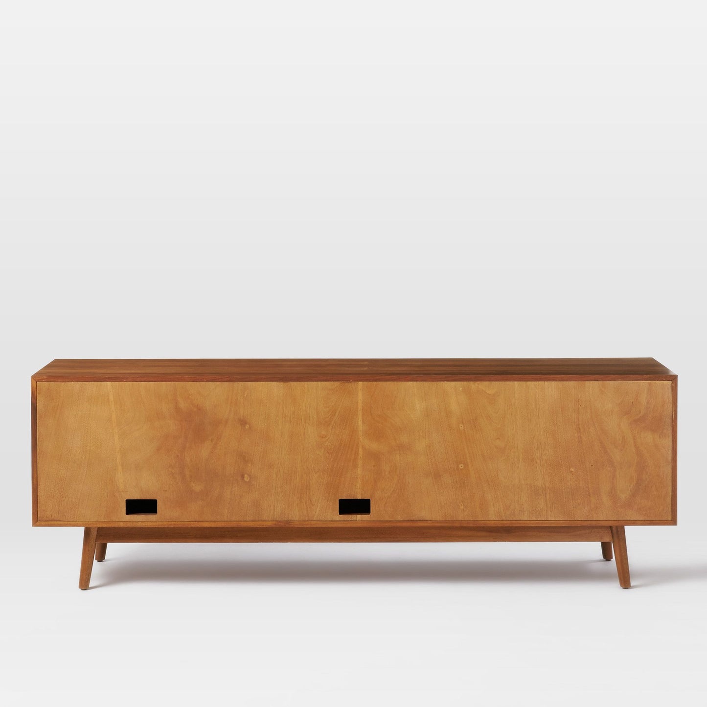 Wooden Media Console in Natural Finish for Entertainment Space