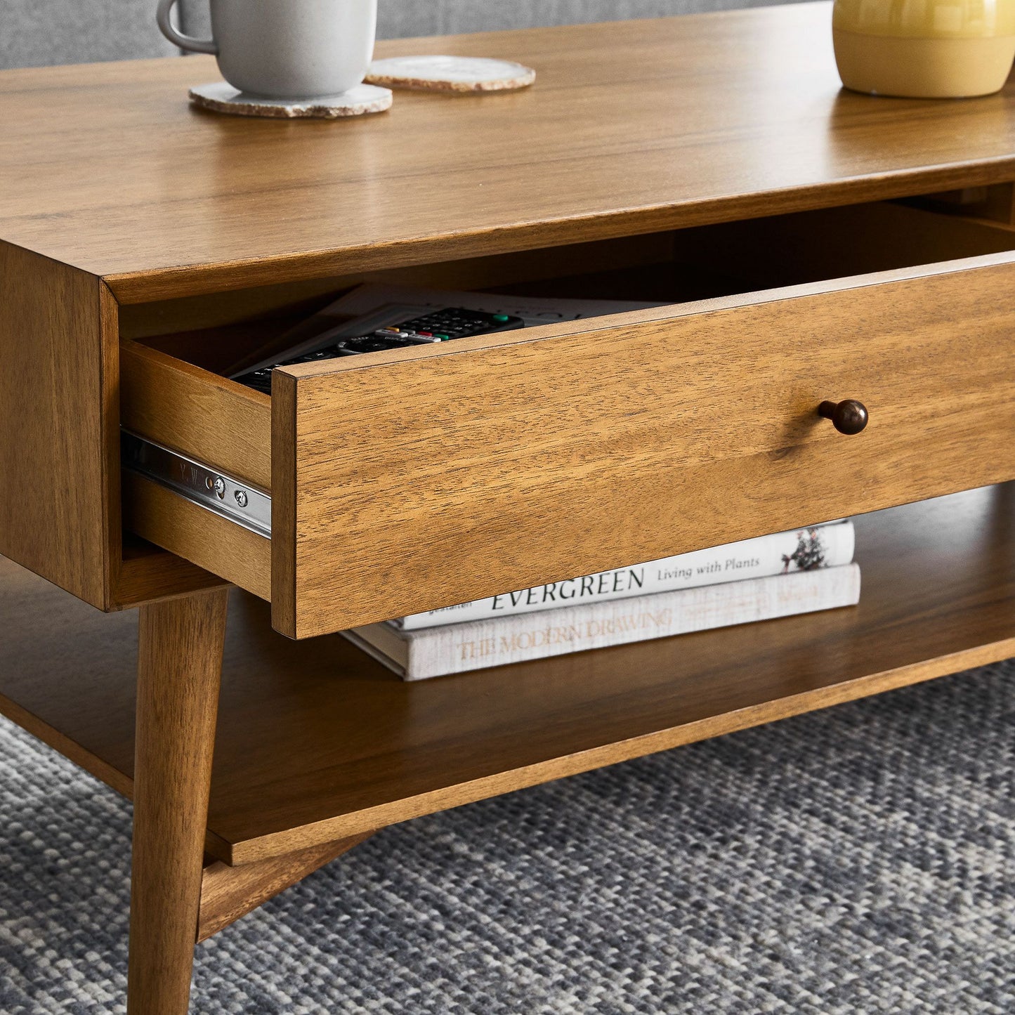 Wooden Center Table with Drawer for Living Room