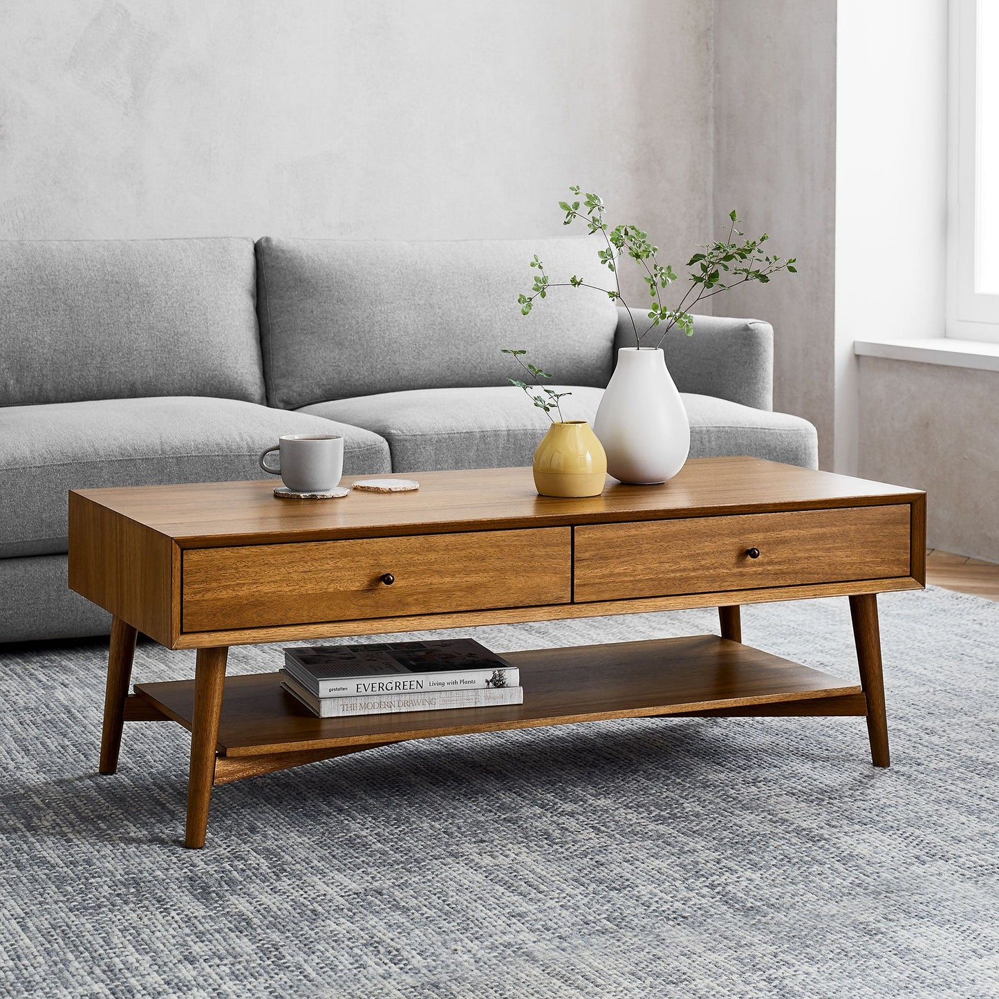 Wooden Center Table with Drawer for Living Room