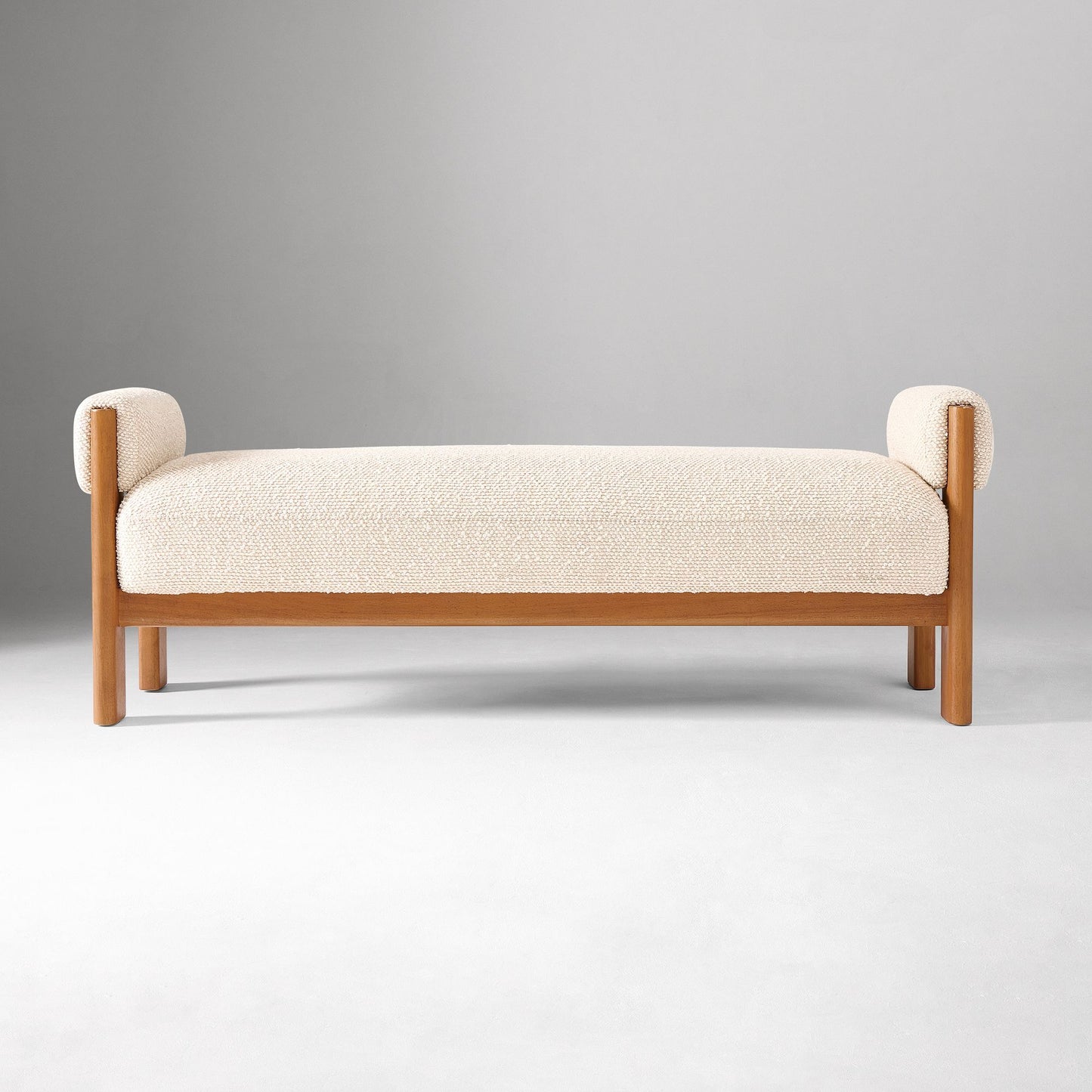 Solid Wood Upholstered Bench with Armrests
