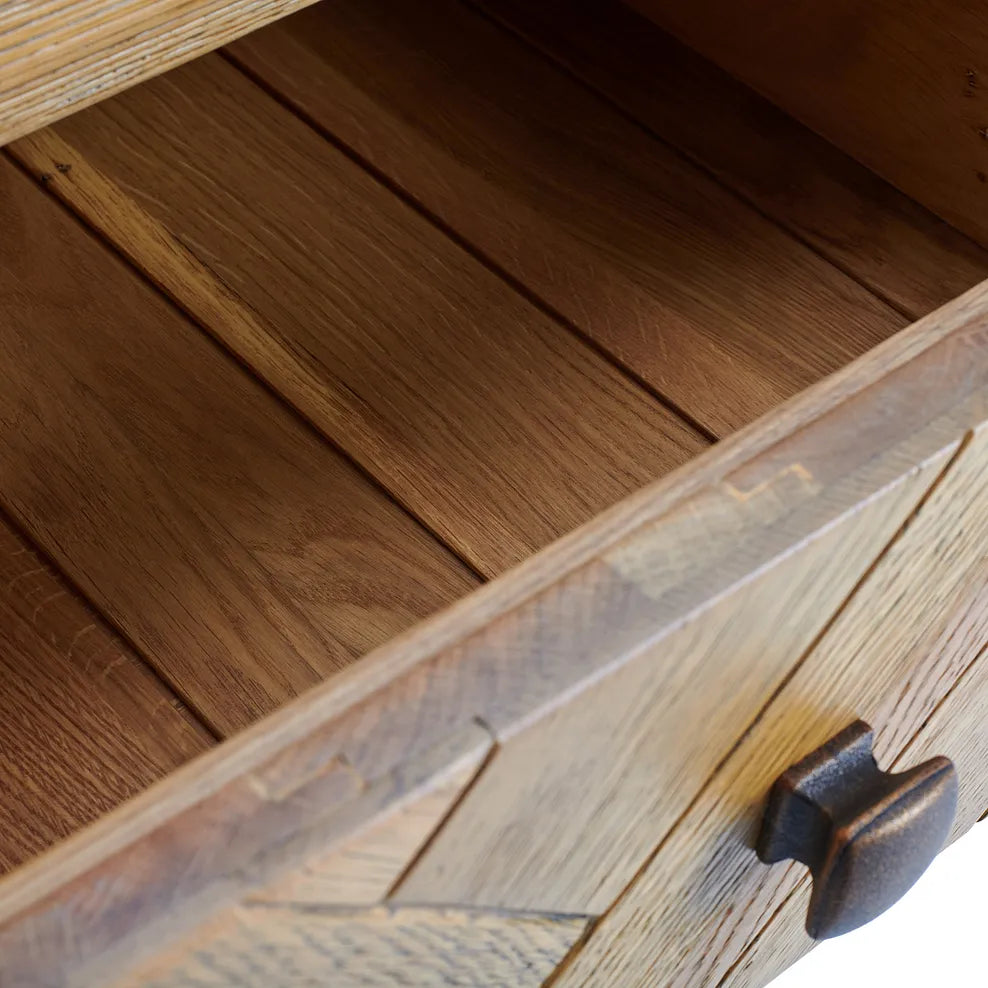 Wooden Bedside Table with 1 Drawer in Oak Finish
