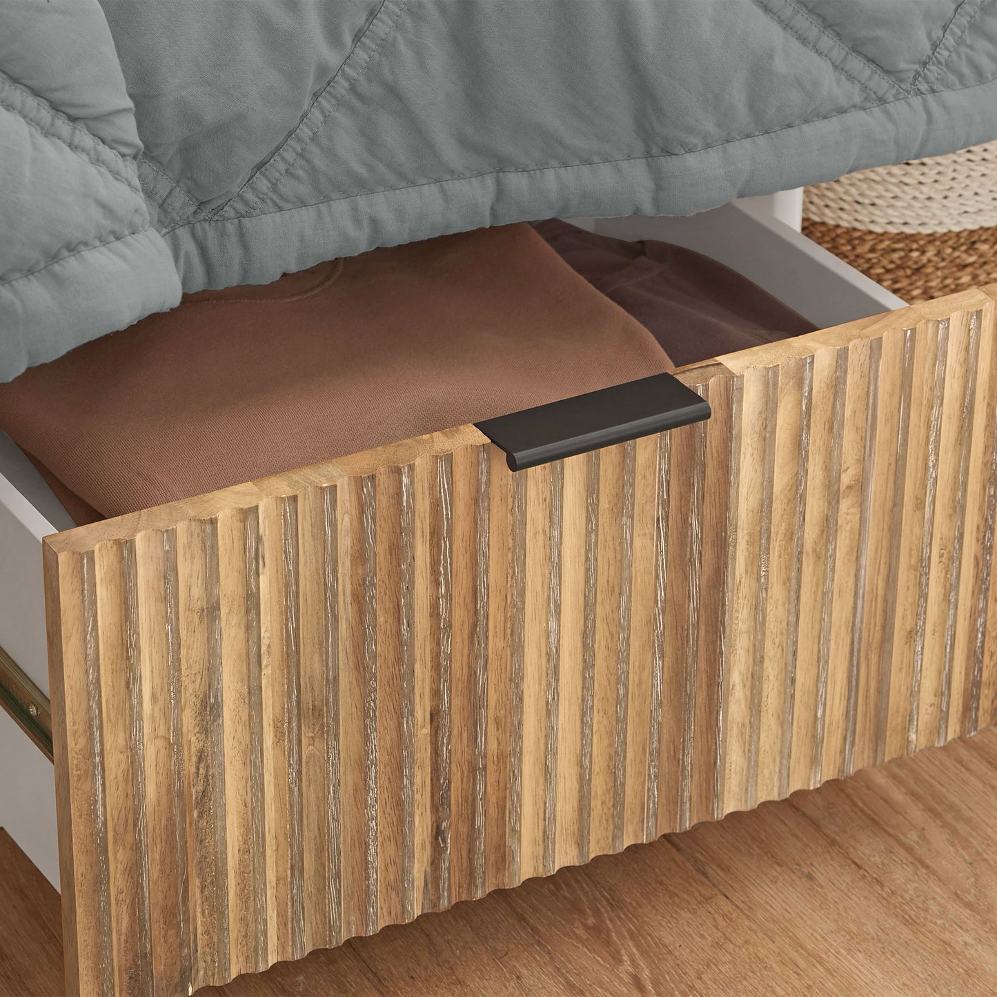Solid Wood Platform Bed with Storage Drawers