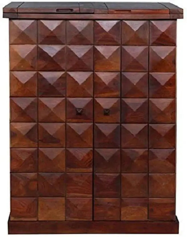 Solid Wood Bar Cabinet for Wine Bottle and Glass Storage