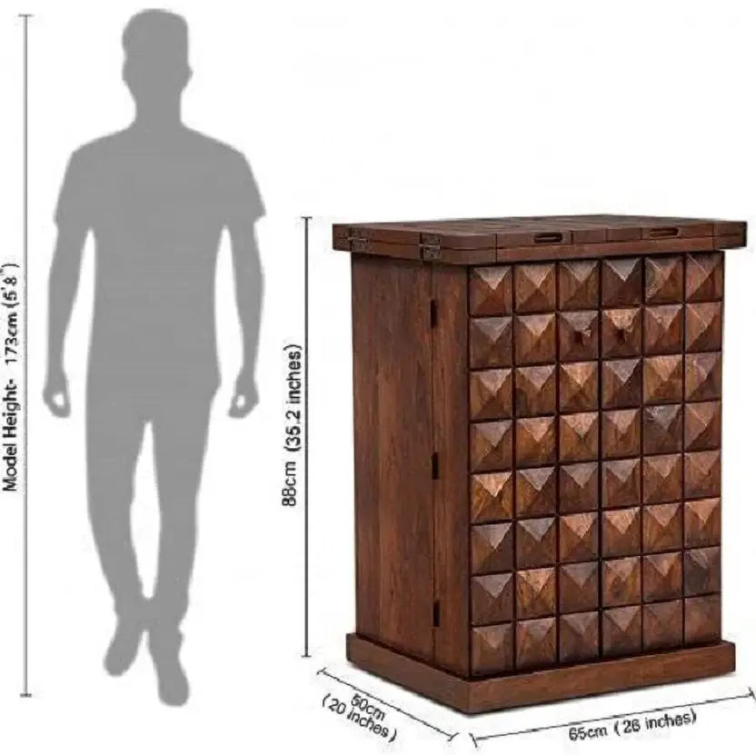 Solid Wood Bar Cabinet for Wine Bottle and Glass Storage