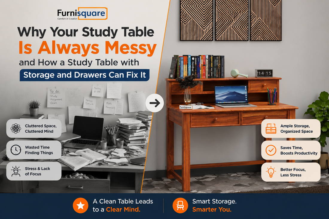 Why Your Study Table Is Always Messy and How a Study Table with Storage and Drawers Can Fix It