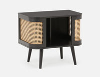 Solid Wood Side Table in Rattan Design