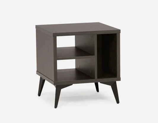 Solid Wood End Table with Open Shelving