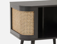 Solid Wood Side Table in Rattan Design
