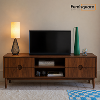 Solid Wood TV Cabinet with Storage for Living Room