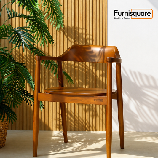 Solid Wood Dining Chair with Armrest