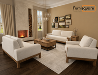 Solid Wood Upholstery Sofa Set 3-Seater for Living Room