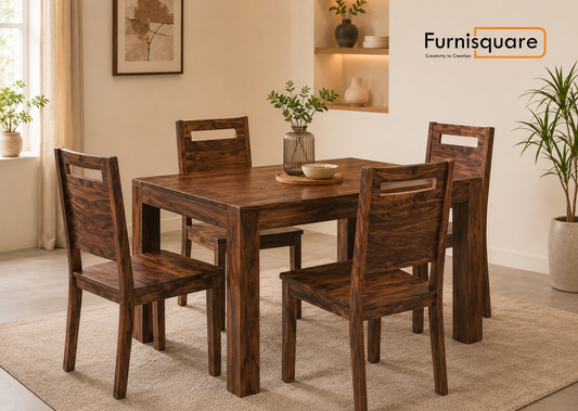 Sheesham Wood Dining Table 4 Seater with Chair for Dining Room