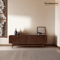Solid Wood TV Unit with Drawer & Cabinet Storage for Living Room