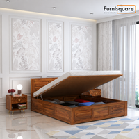 Solid Sheesham Wood King Size Bed with Hydraulic Storage