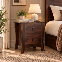 Wooden Bed Side Table with Drawers for Bedroom