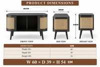 Solid Wood Side Table in Rattan Design