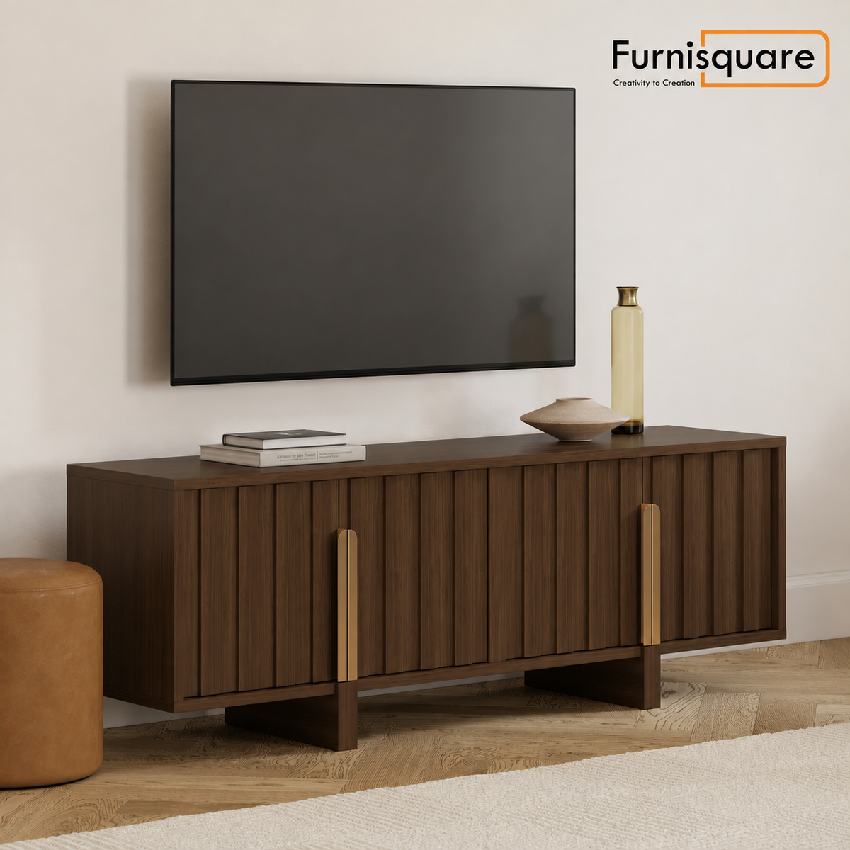 Wooden TV Cabinet with Storage for Living Storage