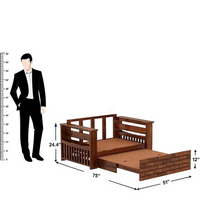 Solid Wood 2 Seater Sofa Cum Bed for Living Room Furniture