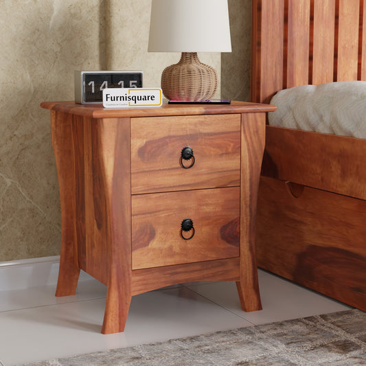 Wooden Bed Side Table with Drawers for Bedroom